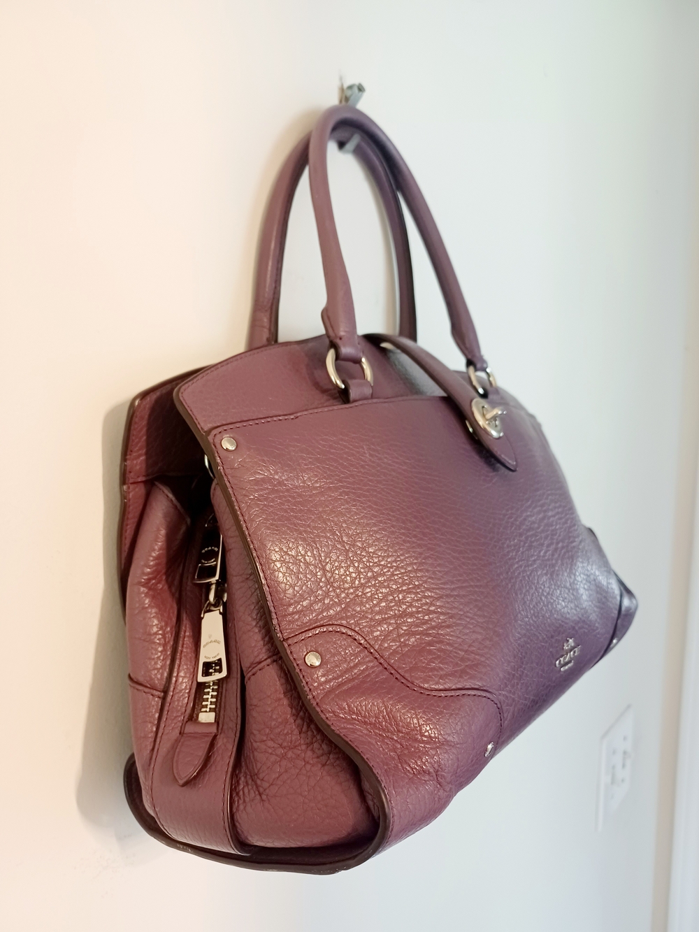 Coach Pebbled Leather Satchel in Plum - Picture 2 of 10